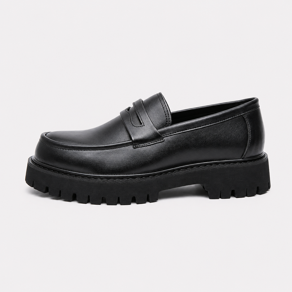 Mocassin PU Noir À Enfiler
