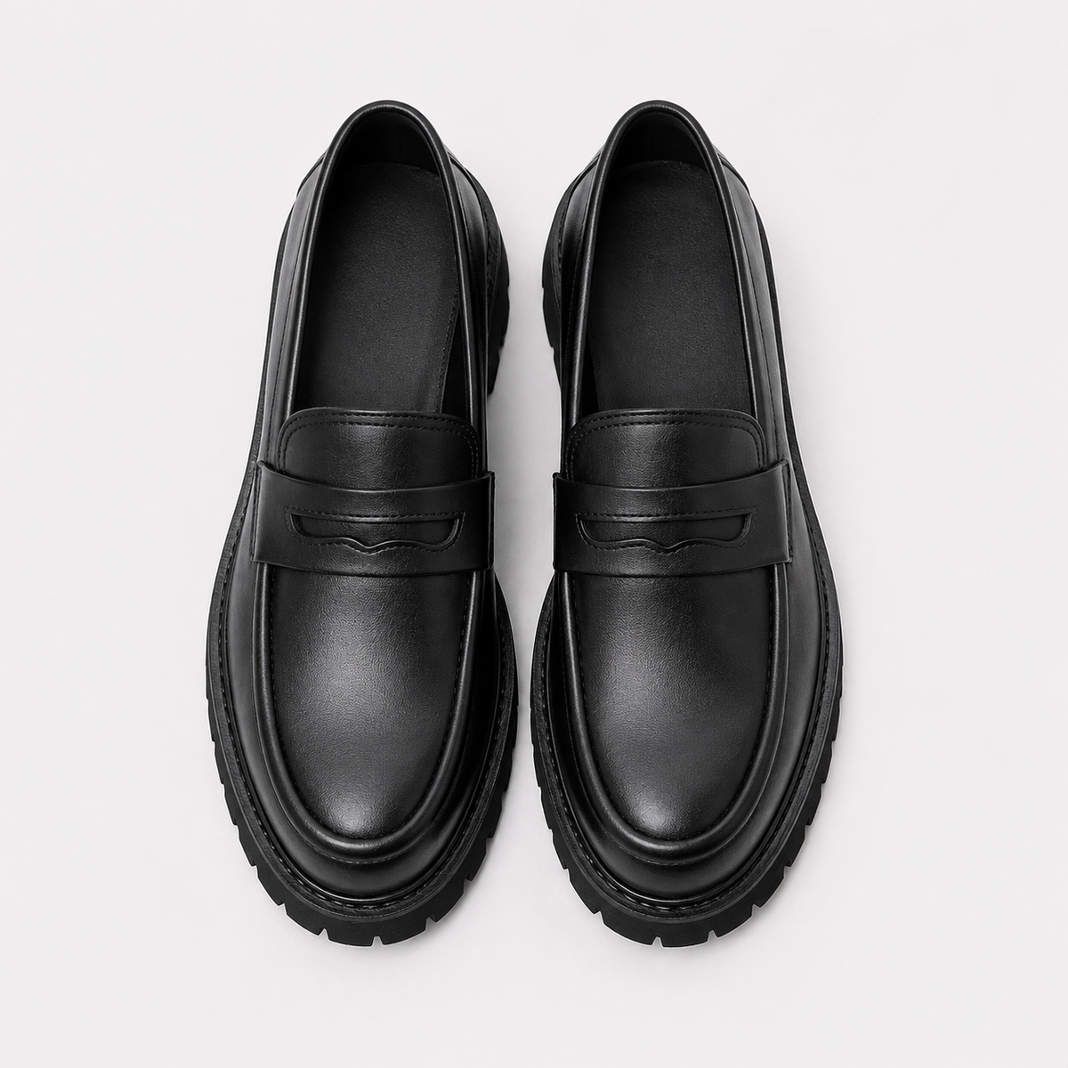 Mocassin PU Noir À Enfiler