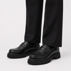 Mocassin PU Noir À Enfiler