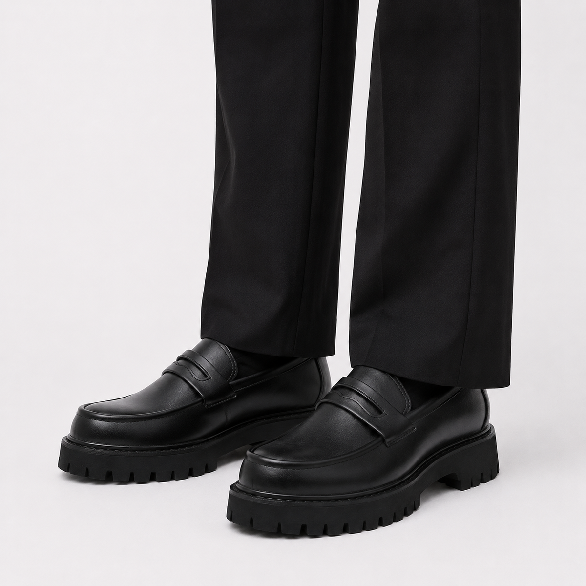 Mocassin PU Noir À Enfiler