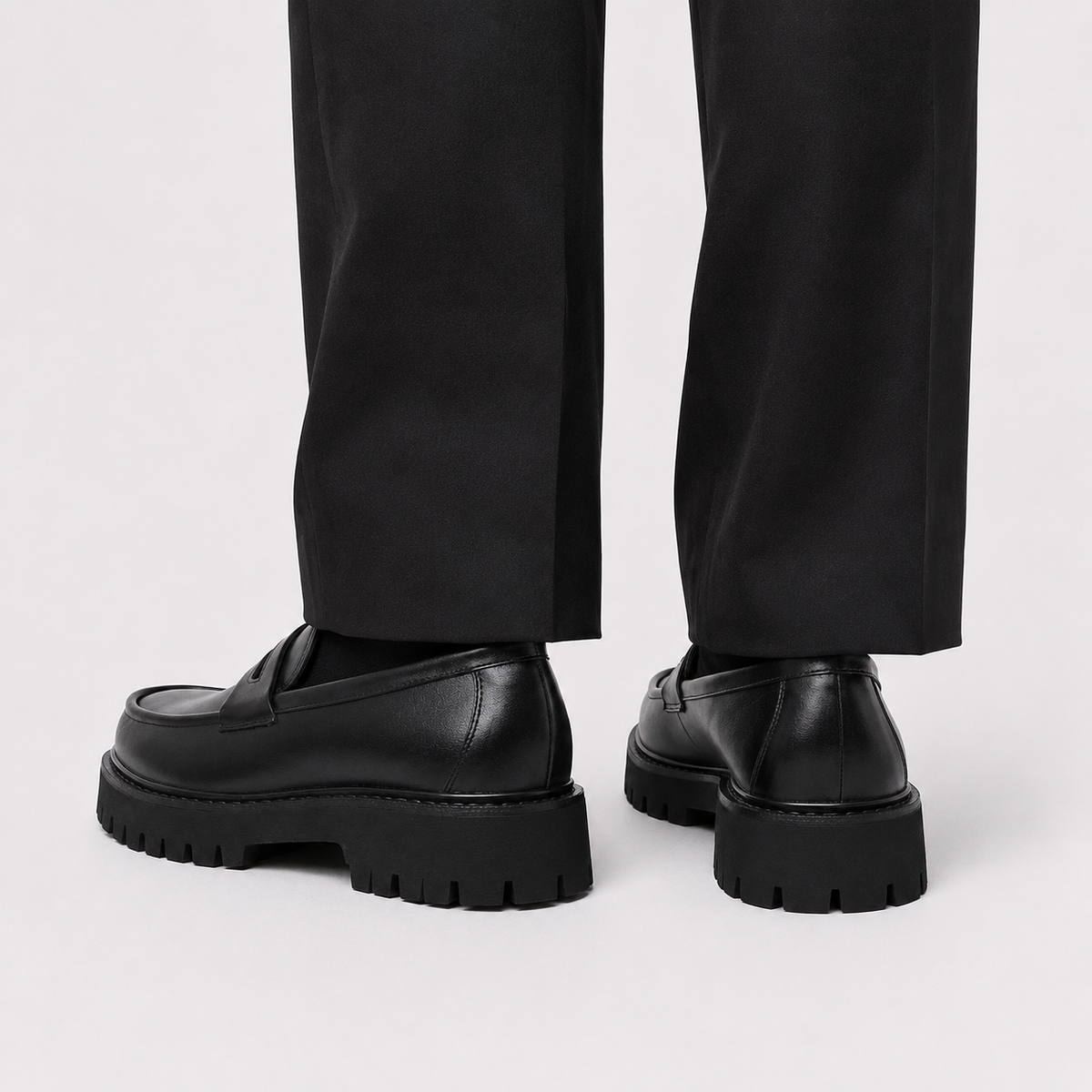 Mocassin PU Noir À Enfiler