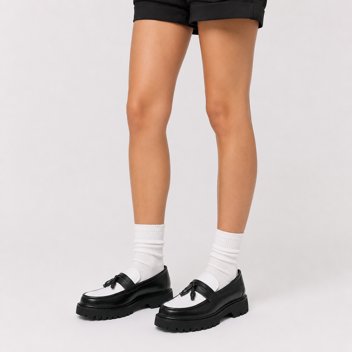 Mocassin Noir Et Blanc À Enfiler