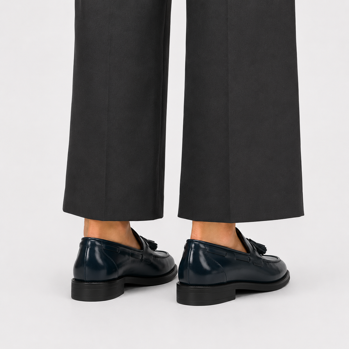 Mocassin Cuir Verni Bleu Marine