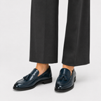 Mocassin Cuir Verni Bleu Marine