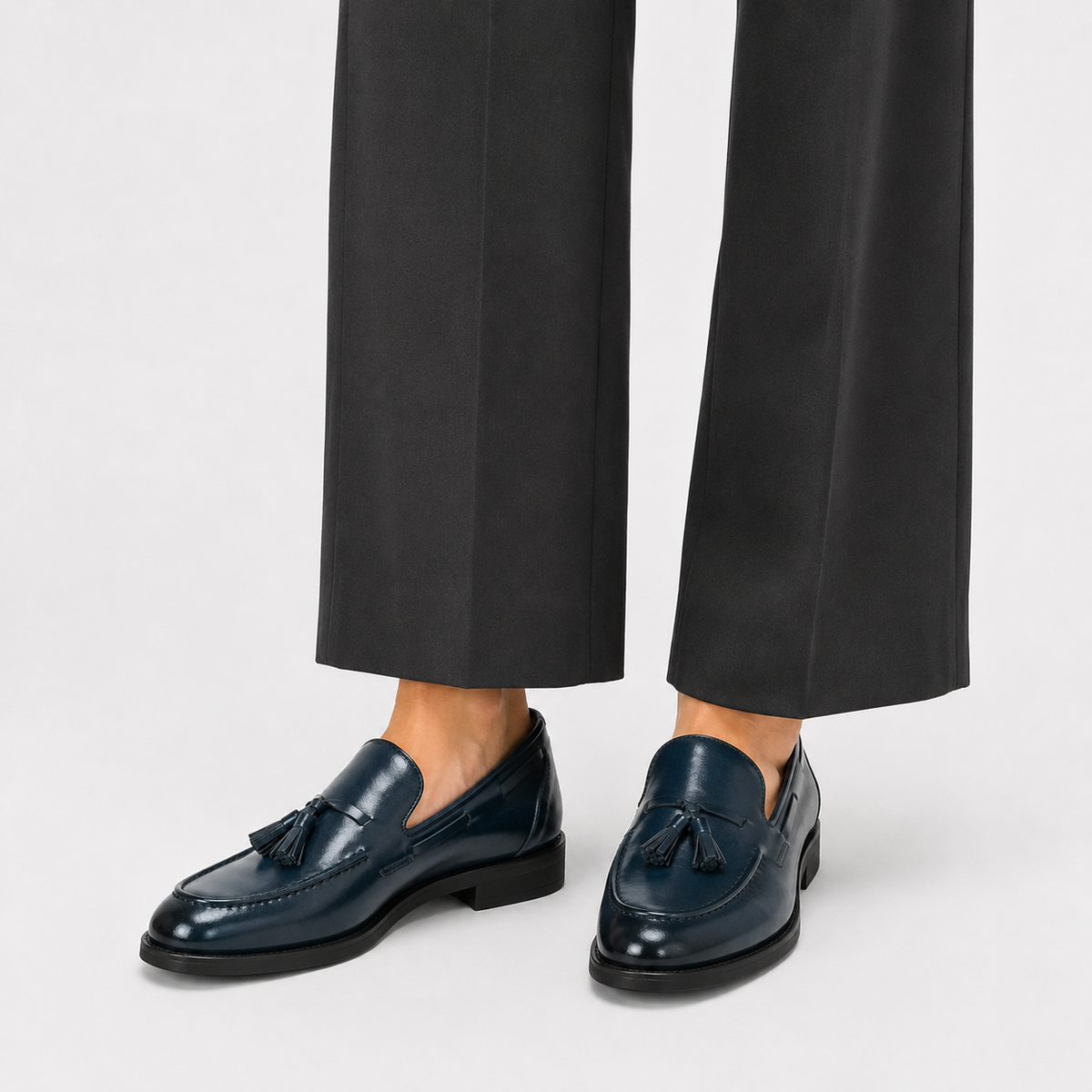 Mocassin Cuir Verni Bleu Marine