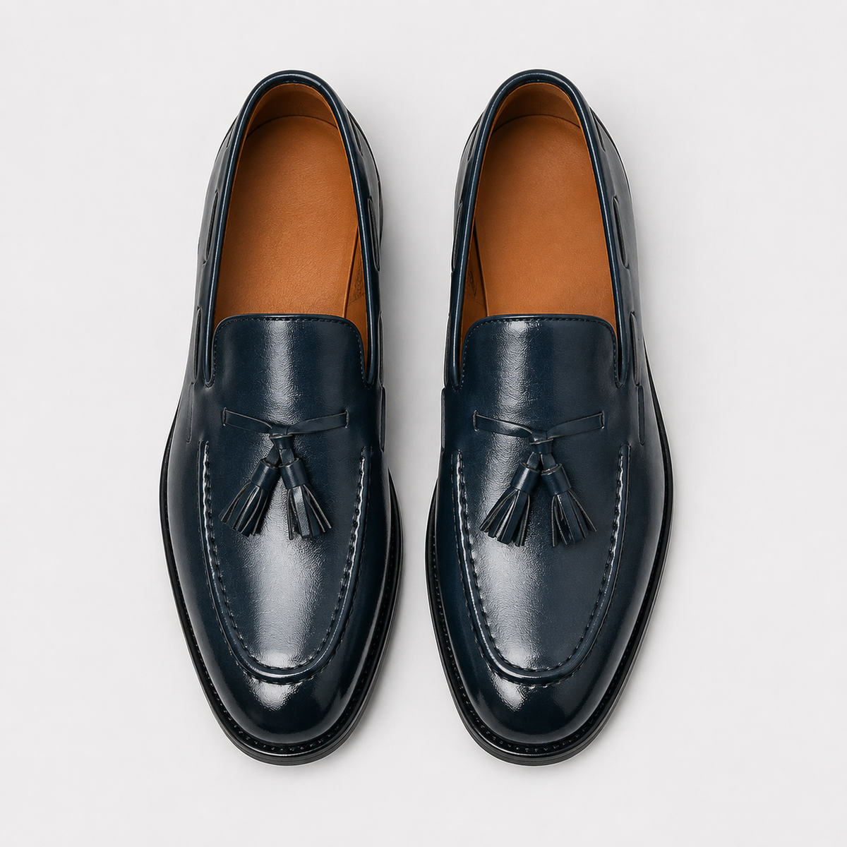 Mocassin Cuir Verni Bleu Marine