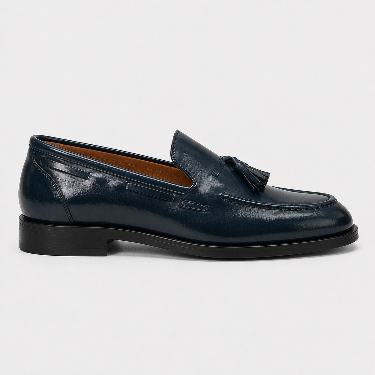 Mocassin Cuir Verni Bleu Marine