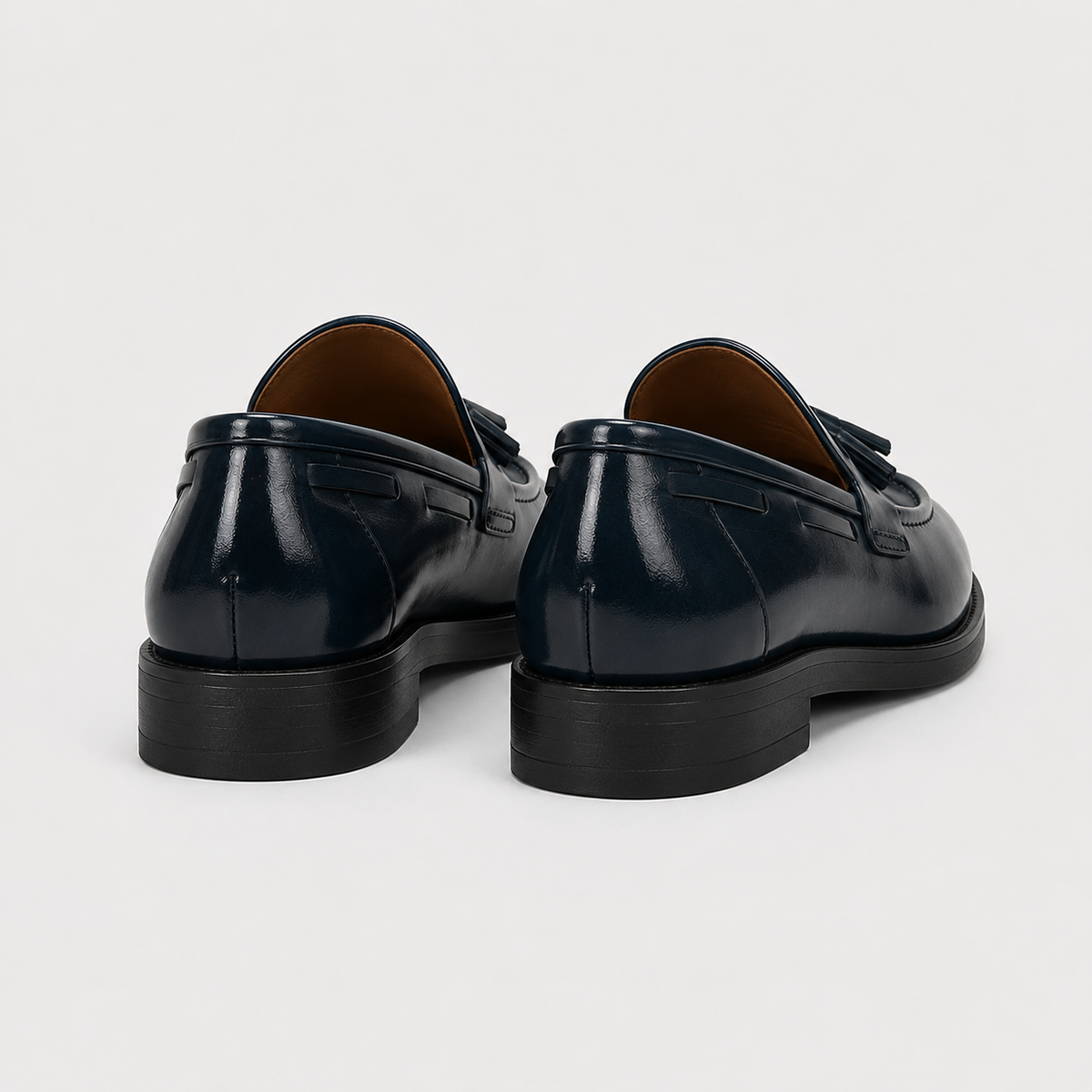 Mocassin Cuir Verni Bleu Marine