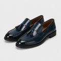 Mocassin Cuir Verni Bleu Marine