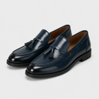 Mocassin Cuir Verni Bleu Marine