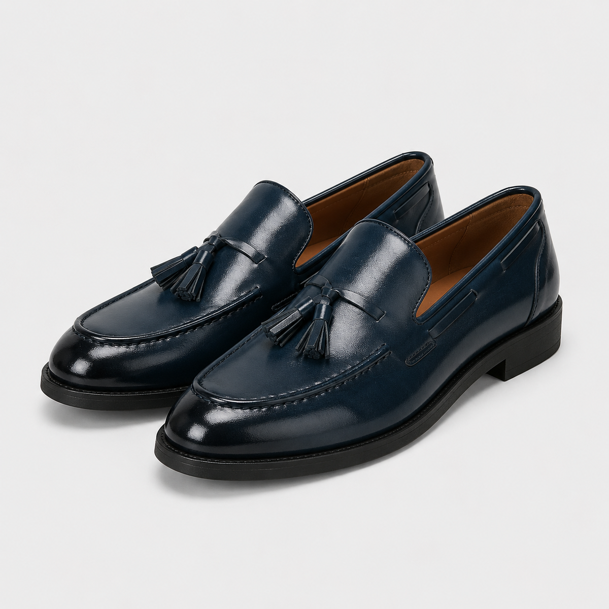 Mocassin Cuir Verni Bleu Marine