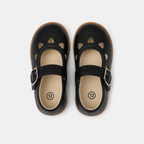 Chaussures premiers pas bébé fille noires en similicuir PU à bride