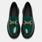 Mocassin Vert Foncé PU Verni