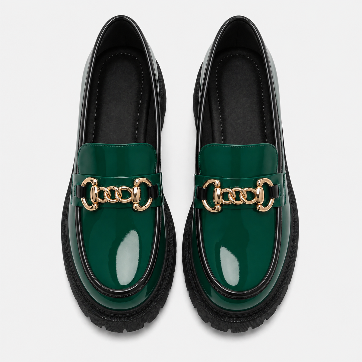 Mocassin Vert Foncé PU Verni