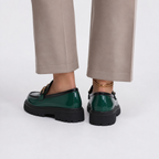 Mocassin Vert Foncé PU Verni