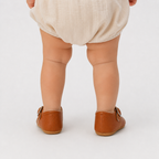 Chaussures premiers pas bébé fille marron en similicuir PU à bride boucle
