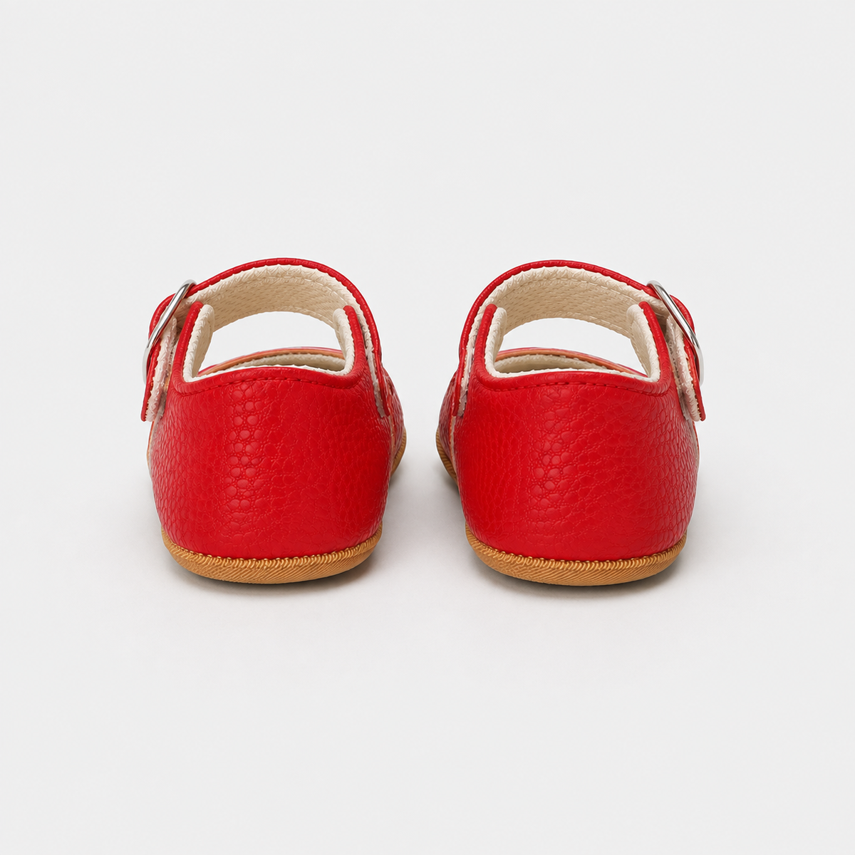 Chaussures premiers pas bébé fille rouges à cœurs, similicuir PU