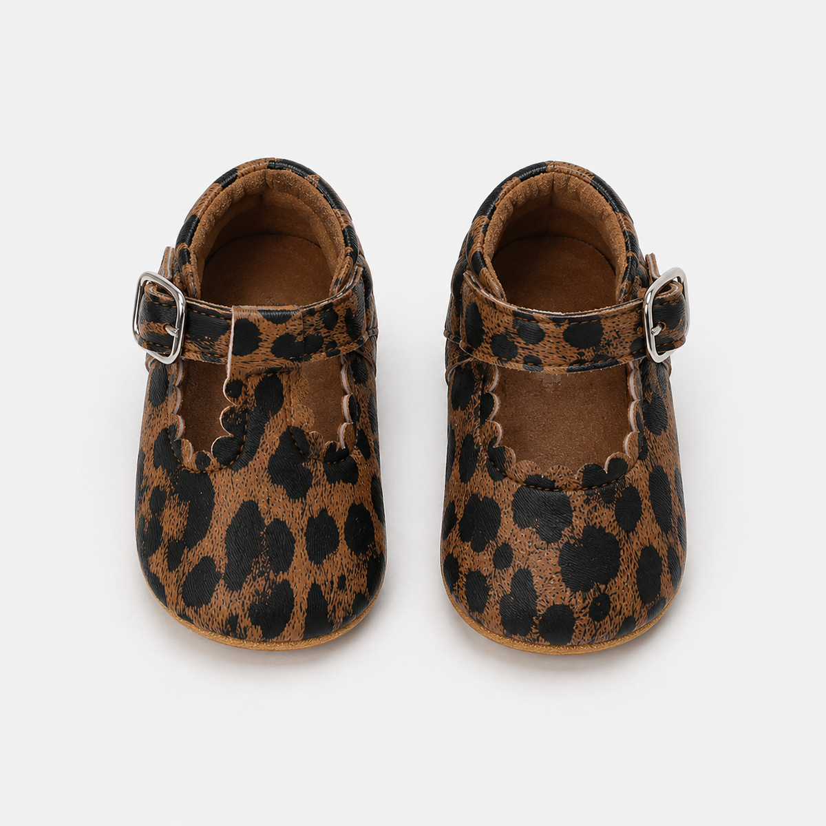 Chaussures premiers pas bébé fille léopard en PU, semelle antidérapante