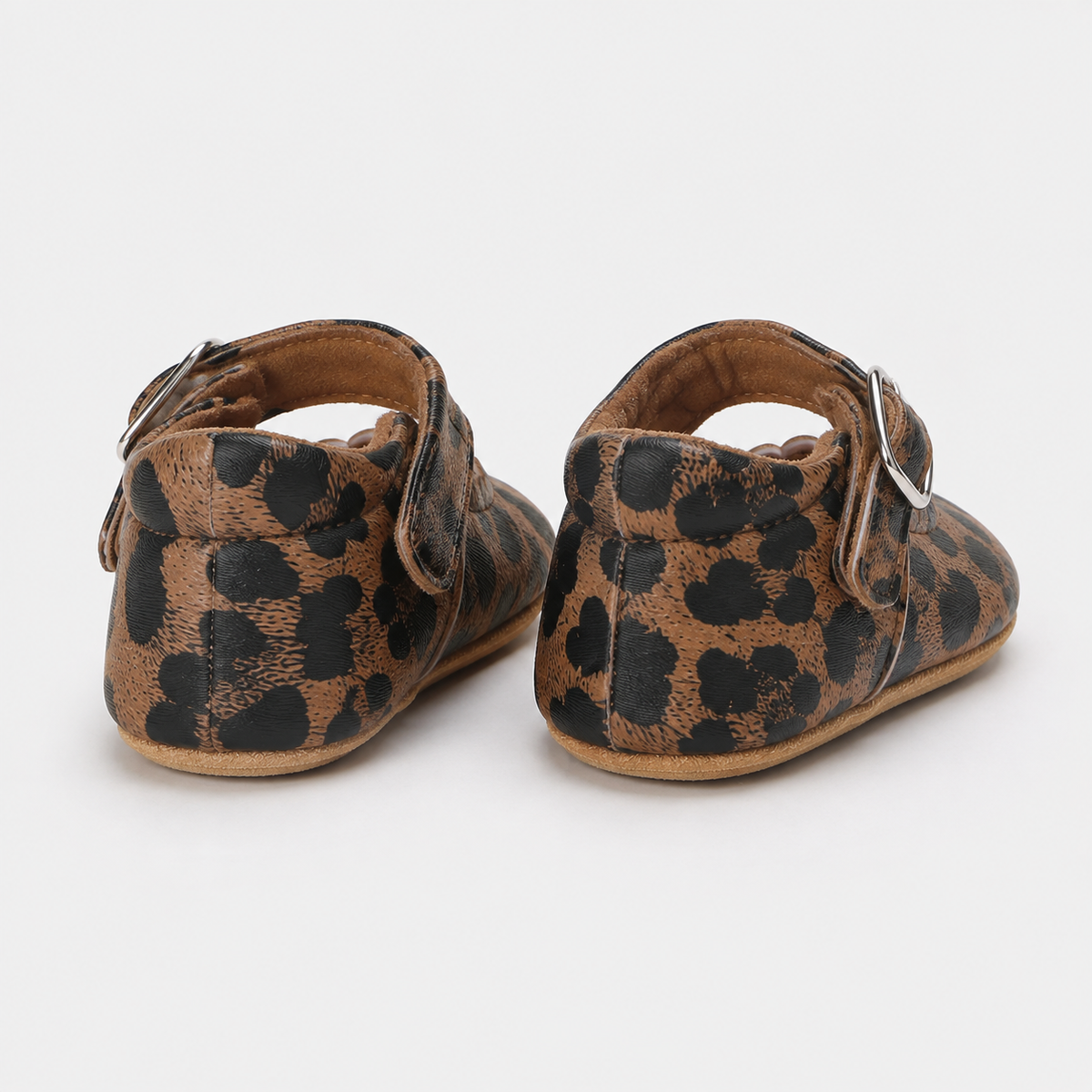 Chaussures premiers pas bébé fille léopard en PU, semelle antidérapante