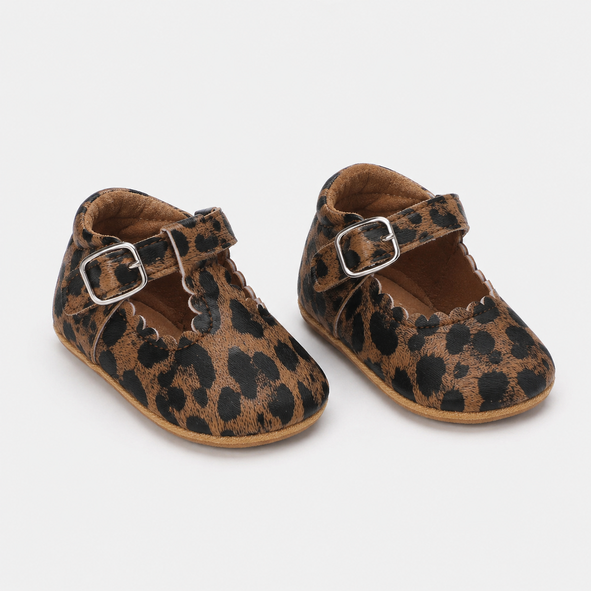 Chaussures premiers pas bébé fille léopard en PU, semelle antidérapante