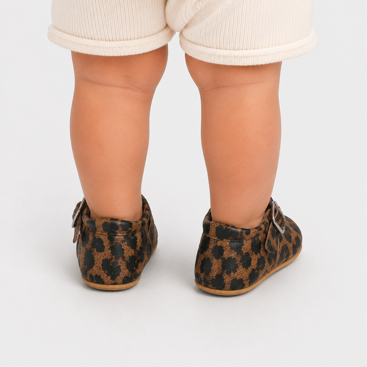Chaussures premiers pas bébé fille léopard en PU, semelle antidérapante