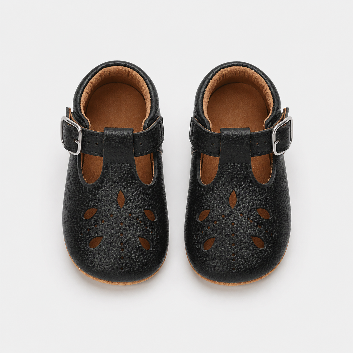 Chaussures premiers pas bébé noires à bride boucle, semelle antidérapante