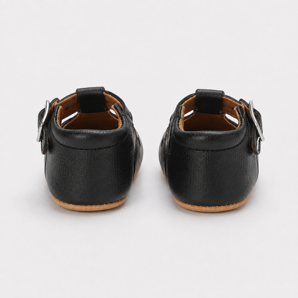 Chaussures premiers pas bébé noires à bride boucle, semelle antidérapante
