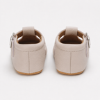 Chaussures premiers pas bébé fille beige en similicuir PU à bride en T
