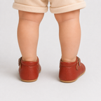 Chaussures premiers pas bébé marron à bride boucle, semelle antidérapante