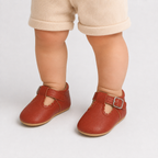 Chaussures premiers pas bébé marron à bride boucle, semelle antidérapante