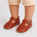 Chaussures premiers pas bébé fille marron en similicuir PU