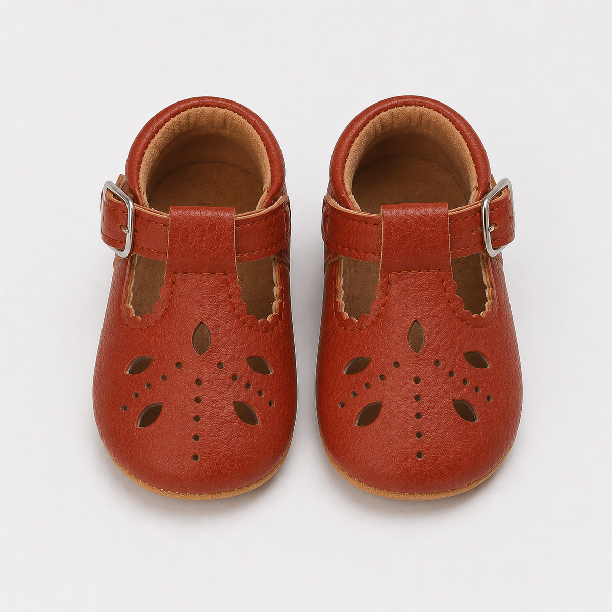 Chaussures premiers pas bébé fille marron en similicuir PU