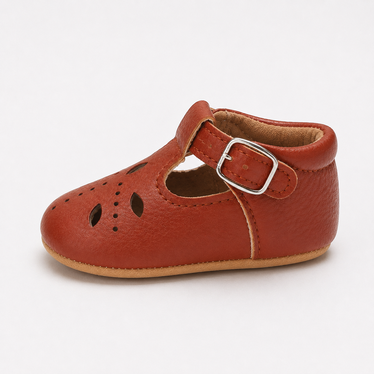 Chaussures premiers pas bébé fille marron en similicuir PU