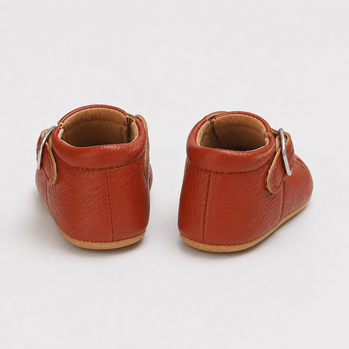 Chaussures premiers pas bébé fille marron en similicuir PU