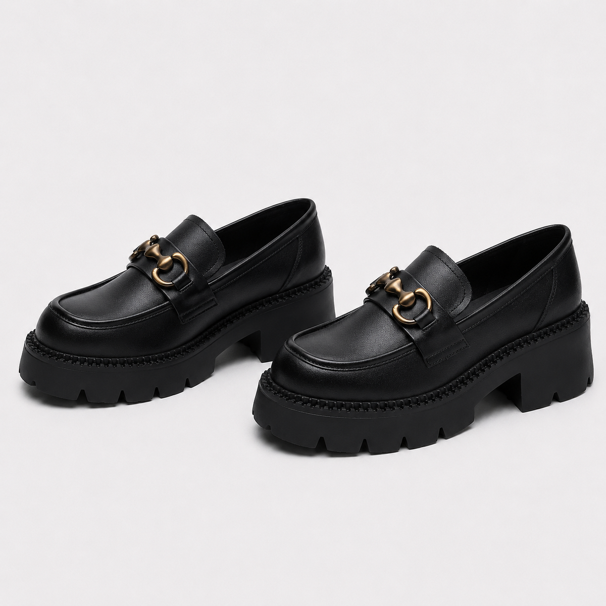 Mocassins À Plateforme Cuir Véritable Crantée