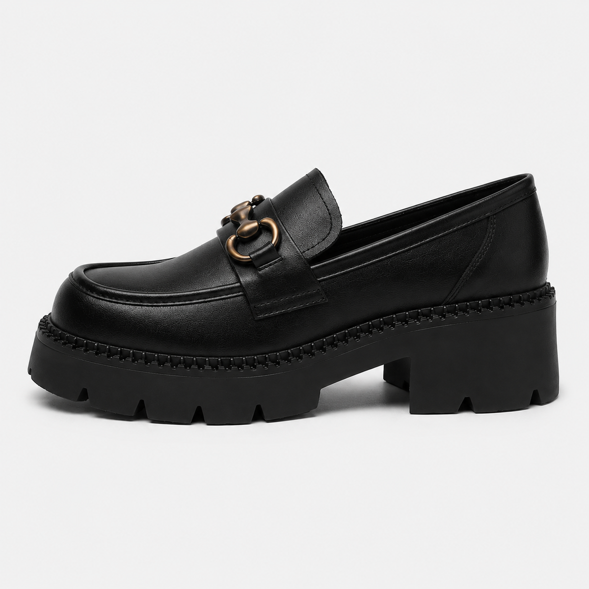Mocassins À Plateforme Cuir Véritable Crantée