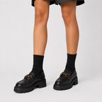 Mocassins À Plateforme Cuir Véritable Crantée