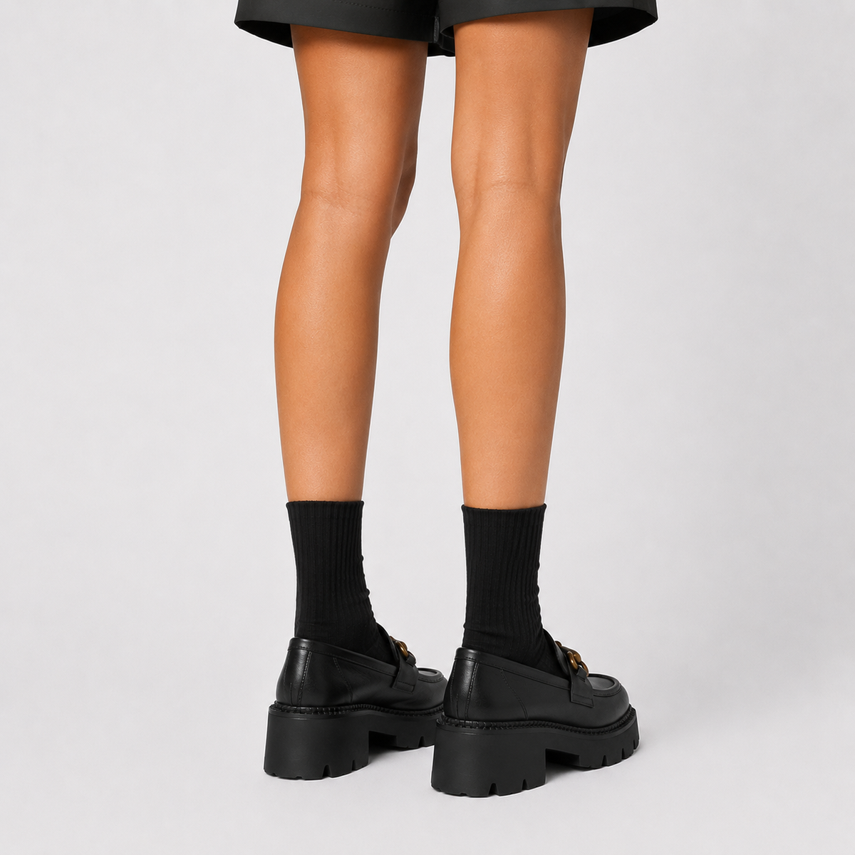 Mocassins À Plateforme Cuir Véritable Crantée