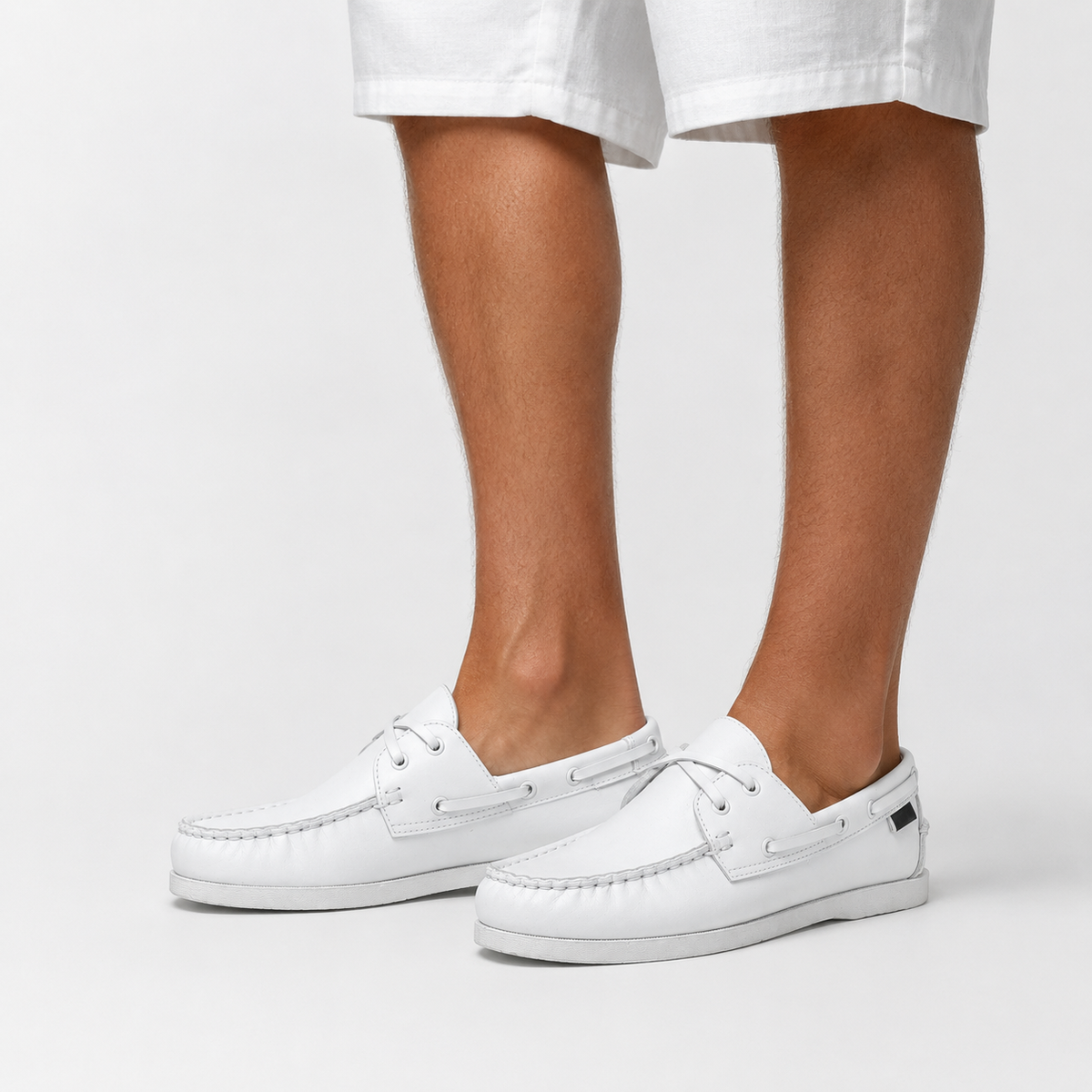 Mocassin Été Homme Blanc À Lacets