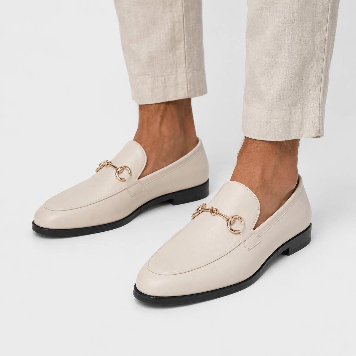 Mocassin Microfibre Blanc Cassé