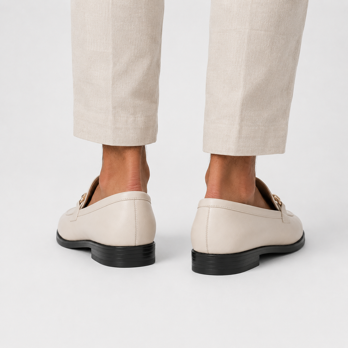 Mocassin Microfibre Blanc Cassé