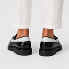 Mocassin Blanc Et Noir À Enfiler
