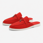 Mocassin Rouge En Daim
