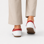 Mocassin Rouge Et Blanc Sans Lacets