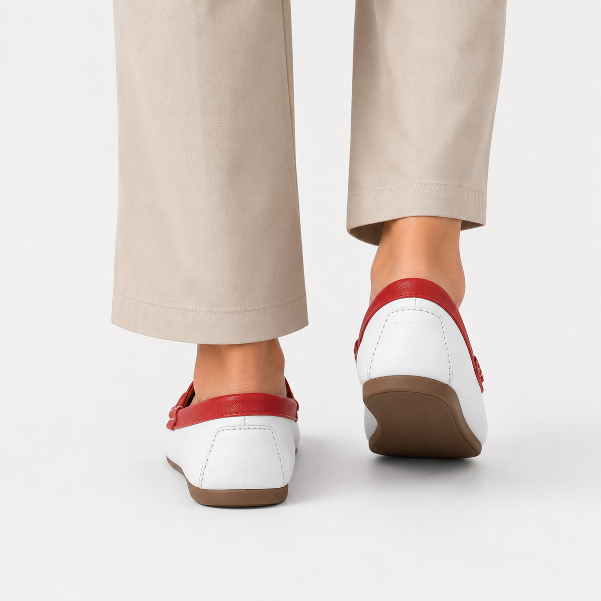 Mocassin Rouge Et Blanc Sans Lacets