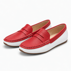 Mocassin Rouge Et Blanc Sans Lacets