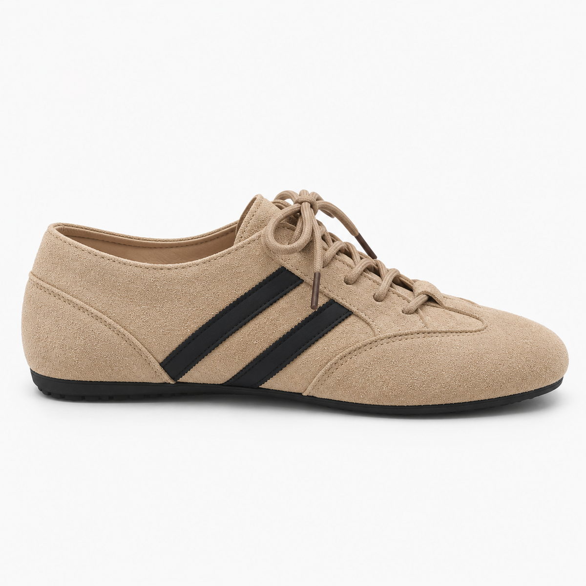 Chaussures homme à lacets beige et noir à bandes latérales