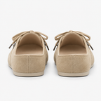 Mules homme beiges à lacets en flanelle, semelle en caoutchouc
