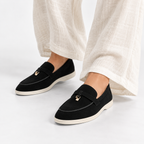 Mocassins Homme Daim Noir De Vache Sans Lacets