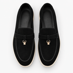 Mocassins Homme Daim Noir De Vache Sans Lacets